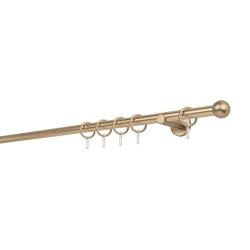 4066866167932 - Gardinenstange auf Maß Innenlauf 20mm Ball 1-lauf Vorhangstange Wandträger 65cm Stilgarnitur Gleiter für Vorhänge - Messing-Matt - 140cm 4066866167932 - Gardinenstange auf Maß Innenlauf 20mm Ball 1-lauf Vorhangstange Wandträger 65cm Stilgarnitur Gleiter für Vorhänge - Messing-Matt - 140cm