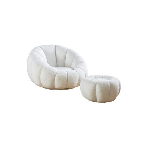 4059865708855 - Sessel und Hocker Set Teddyfell Weiß Relaxsessel Polstersessel Loungesessel 4059865708855 - Sessel und Hocker Set Teddyfell Weiß Relaxsessel Polstersessel Loungesessel