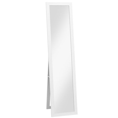 4255633545121 - Standspiegel Ganzkörperspiegel mit Ständer freistehender Wandspiegel Ankleidespiegel Garderobenspiegel für Schlafzimmer Flur Alu Weiß 37 x