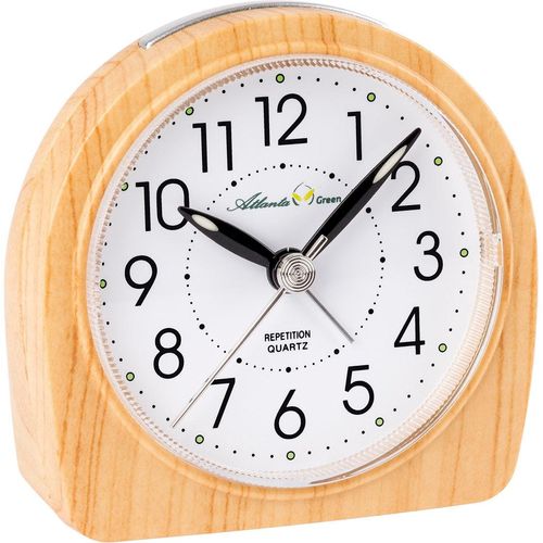 4026934250737 - Quarzwecker ATLANTA Green 2507 30 braun (erlefarben) Wecker Holzoptik schleichende Sekunde Licht
