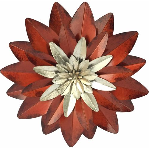 4046884044699 - Wanddekoobjekt HOFMANN LIVING AND MORE Blüte Wanddekoobjekte Gr B H T 36 cm x 36 cm x 4 cm rot (antik rot) Wanddekoration Wanddekoobjekte