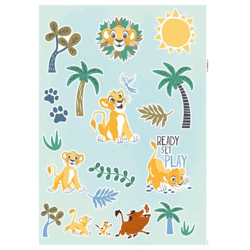 4036834179021 - KOMAR Wandtattoo Lion King Palmtrees Wandtattoos 50x70 cm (Breite x Höhe) selbstklebendes Wandtattoo Gr B H 50 cm x 70 cm Kinder-Comic bunt Wandtattoos Wandsticker