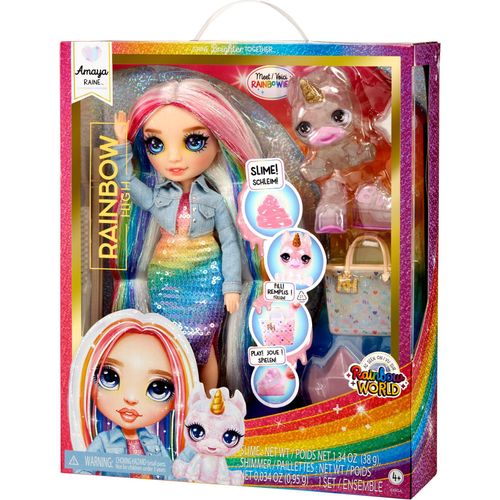 0035051120230 - Puppe mit Haustier MGA Amaya Rainbow World  22 cm Gelenkig