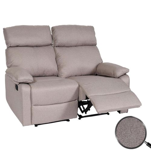 4057651812342 - 2er Kinosessel MCW-L93 Relaxsessel Fernsehsessel Sofa Armlehne Liegefunktion Nosagfederung Stoff Textil ~ grau-braun