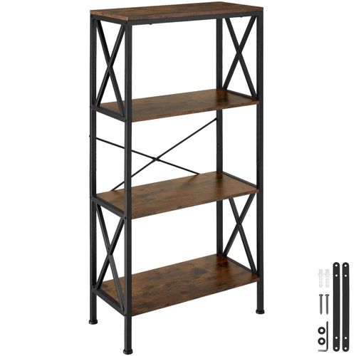 4061173242891 - tectake® Regal Industrial Style 4 Ebenen mit seitlichen X-Streben inklusive Kippschutz 615 x 315 x 1335 cm 4061173242891 - tectake® Regal Industrial Style 4 Ebenen mit seitlichen X-Streben inklusive Kippschutz 615 x 315 x 1335 cm
