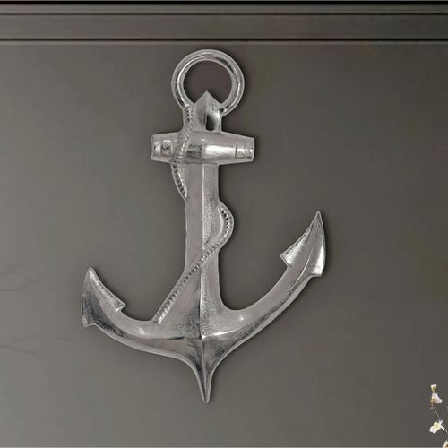 4251757726798 - Deko Anker Wanddeko 70 cm Silber XXL Maritim Aluminium Modern Wohndeko
