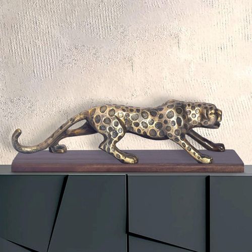 4251757727207 - Deko Panther Wohndeko 63 cm Aluminium Gold Dekoration Modern Tischdeko