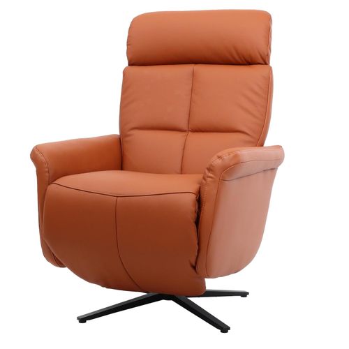 4057651809922 - Relaxsessel MCW-L10 Design Fernsehsessel TV-Sessel Liegesessel Liegefunktion drehbar Voll-Leder ~ terracotta-braun