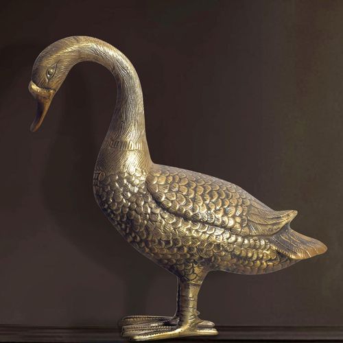 4251757727160 - Dekofigur Deko Gans Gold 46 cm Aluminium Statue Wohndeko Dekoration