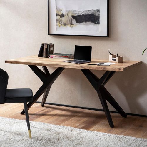4251757728068 - Schreibtisch 120 cm Akazie Massivholz Bürotisch Computertisch Klein