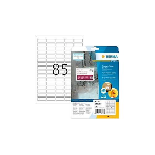 4008705083379 - Folienetiketten HERMA 8337 selbstklebend besonders stark haftend wetterfest bedruckbar B 37 x H 13 mm Folie weiß 2125 Stück 25 Blatt