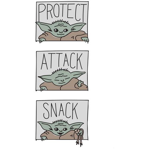 4055065190292 - Bild KOMAR Mandalorian The Child Protect Attack Snack bunt (farbe bild(er) bunt) B40cm H50cm Papier Holz Bilder Wandbild zur Dekoration im Kinderzimmer - ohne Rahmen