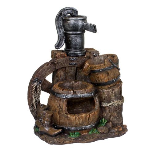 4059865346781 - Brunnen Holz Stein Optik Wasserspiel Springbrunnen Kaskaden Dekobrunnen Garten