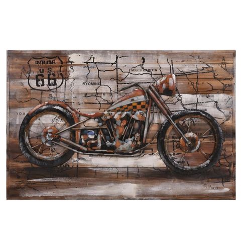 4059865632662 - 3D Metallbild Motorrad Metall Wandbild Retro Vintage Bild Bar Küche Wohnzimmer
