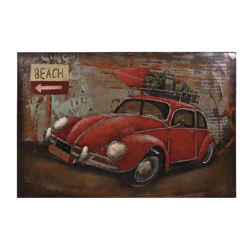 4059865632617 - 3D Metallbild Auto mit Gepäck Metall Wandbild Retro Vintage Bild Bar Wohnzimmer 4059865632617 - 3D Metallbild Auto mit Gepäck Metall Wandbild Retro Vintage Bild Bar Wohnzimmer