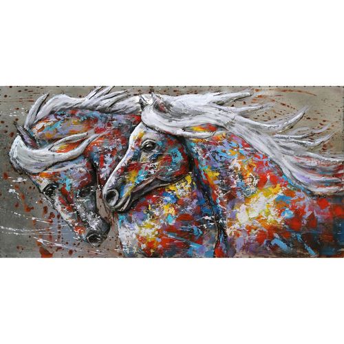 4059865696862 - Metallbild Pferde Bild Metall Wandbild Wanddeko Vintage Küche Wohnzimmer Bar