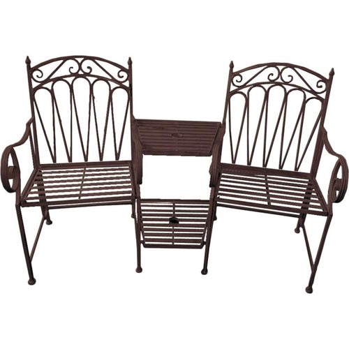 4059865347115 - Doppel Gartenbank Metall Rost Optik Garten Bank Sitzbank mit Ablage Gartenstuhl 4059865347115 - Doppel Gartenbank Metall Rost Optik Garten Bank Sitzbank mit Ablage Gartenstuhl