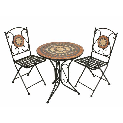 4059865460364 - 3tlg Balkon Set Mosaik Garten Terrasse Metall Stuhl Tisch Beistelltisch Stühle 4059865460364 - 3tlg Balkon Set Mosaik Garten Terrasse Metall Stuhl Tisch Beistelltisch Stühle