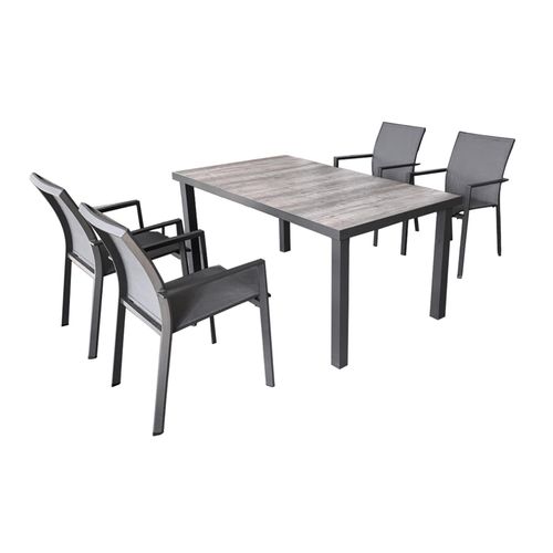 4059865542688 - 5-tlg Alu Tischgruppe RANA Set Garten Sitzgruppe Outdoor Grau Metall Kunststoff 4059865542688 - 5-tlg Alu Tischgruppe RANA Set Garten Sitzgruppe Outdoor Grau Metall Kunststoff