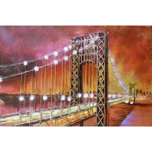 4059865696879 - Metallbild Brücke Bild Metall Deko Wandbild Vintage 3D Wohnzimmer Küche Bar