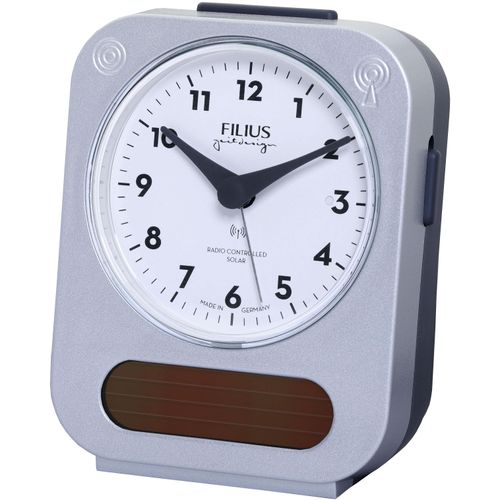4045346111436 - Funkwecker FILIUS ZEITDESIGN Wecker silberfarben (silberfarben grau) Wecker Beleuchtung Solar Made in GermanyGeschenkidee Schlafzimmer