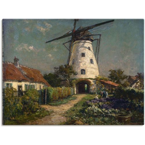4055327110679 - Wandbild ARTLAND Bauerngarten bei einer Windmühle Bilder Gr B H 80 cm x 60 cm Leinwandbild Gebäude 1 St grün Bild Poster Bilder als Leinwandbild Wandaufkleber oder in versch Größen