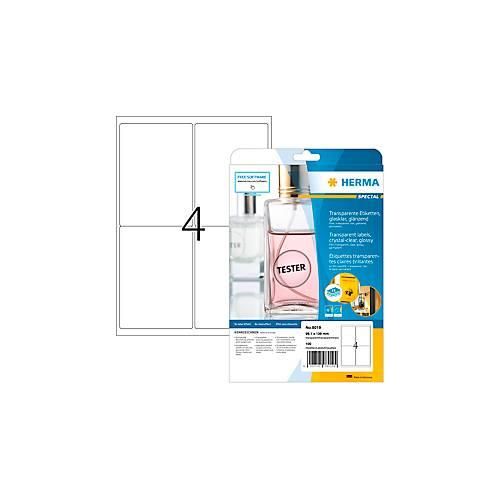 4008705080194 - Folienetiketten HERMA 8019 permanenthaftend selbstklebend bedruckbar No-Label-Effekt B 991 x H 139 mm Folie transparent 100 Stück 25 Blatt