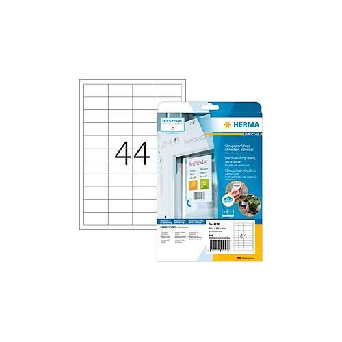 4008705045728 - Folienetiketten HERMA 4572 selbstklebend wiederablösbar wetterfest bedruckbar B 483 x H 254 mm weiß 880 Stück 20 Blatt
