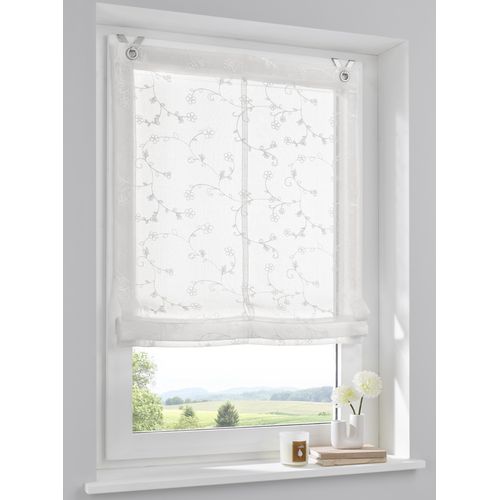 4016478155018 - Raffrollo KUTTI Liv Gr 5 weiß B120cm H140cm Obermaterial 100% Polyester Raffrollos halbtransparent Polyester Hakenaufhängung