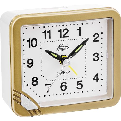 4026934219895 - Quarzwecker ATLANTA gold (goldfarben weiß) Wecker ideal für Reisen Geschenkidee Leuchtzeiger Weckwiederholung analog 4026934219895 - Quarzwecker ATLANTA gold (goldfarben weiß) Wecker ideal für Reisen Geschenkidee Leuchtzeiger Weckwiederholung analog