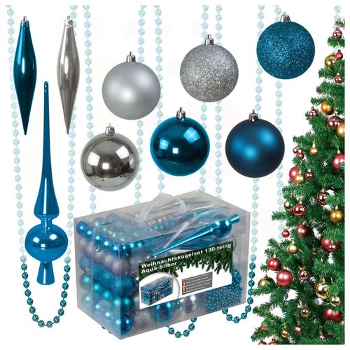 4260634976768 - Weihnachtskugeln 130 Stk aqua silber