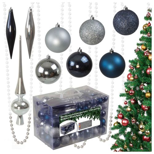 4260634976799 - Weihnachtskugeln 130 Stk silber stahlblau