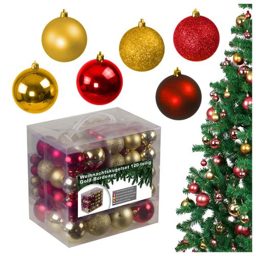 4260634976737 - Weihnachtskugeln 120 Stk gold bordeaux
