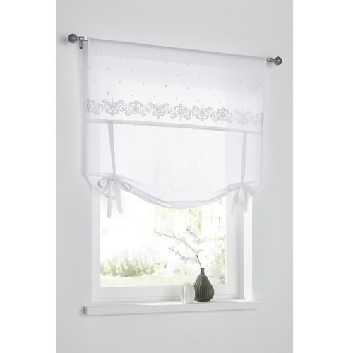 4016478977221 - Raffrollo HEINE HOME Raffrollos Gr 100 cm Stangendurchzug 60 cm weiß (offwhite) Raffrollos halbtransparent