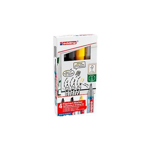 4004764986736 - Flipchart Effektmarker Set 385 4-teilig Schreibfarbe Schwarz flexible Pinselspitze Strichstärke 1-5 mm nachfüllbar