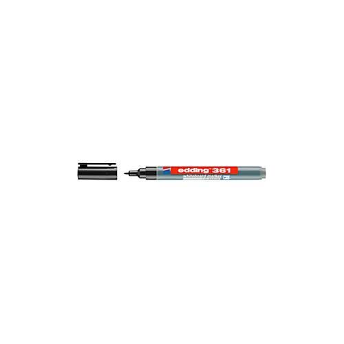 4004764104604 - Whiteboardmarker 361 Schreibfarbe Schwarz Rundspitze Strichstärke 1 mm trocken abwischbar mit Kappe und Clip nachfüllbar 10 Stück