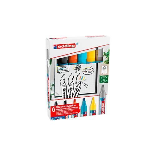 4004764986750 - Flipchartmarker Set Highlighting + Shading 6-teilig Strichstärke 15-3 1-5 mm nachfüllbar farbsortiert