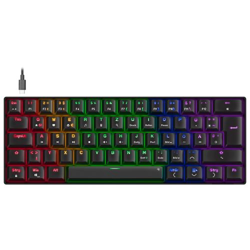 4027301657852 - SPEEDLINK ATMOS RGB Rainbow Mechanical 60% Gaming Keyboard with brown switches black - DE layout