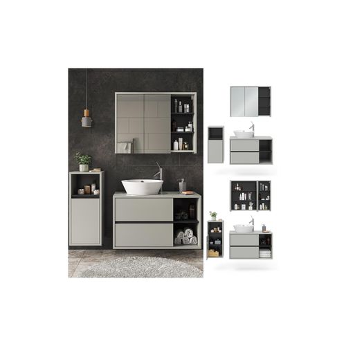 4066731248735 - Badmöbel-Set Badezimmer-Möbel Bad-Schrank Viola Grau Anthrazit modern Badezimmerschrank Waschtischunterschrank Spiegelschrank Midischrank Schranktür Schrankfach Ablage Aufbewahrung 4066731248735 - Badmöbel-Set Badezimmer-Möbel Bad-Schrank Viola Grau Anthrazit modern Badezimmerschrank Waschtischunterschrank Spiegelschrank Midischrank Schranktür Schrankfach Ablage Aufbewahrung