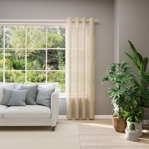 4006470567872 - Vorhang nach Maß NEUTEX FOR YOU EVA beige (hellbeige) B900cm H225cm Obermaterial 100% Polyester Gardinen nach Maß Uni-Voile mit elegantem Glanz