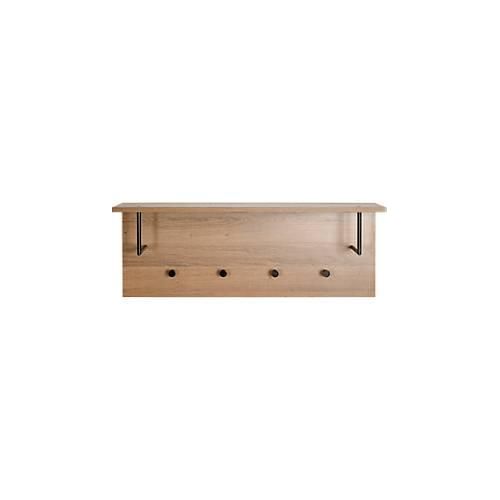 4001070371478 - Wandgarderobe HAKU 4 Haken mit jeweils 3 kg Tragkraft Kleiderstangen Hutablage B 800 x T 200 x H 300 mm Holz Metall dunkles Eiche-Dekor schwarz