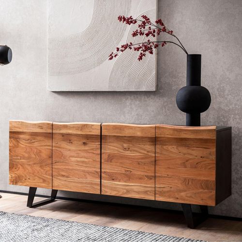 4251757723544 - Sideboard Akazie Massivholz 180x75x45 cm Anrichte Schwarz mit Baumkante Kommode mit Türen Kommodenschrank Flurschrank Modern Standschrank 4251757723544 - Sideboard Akazie Massivholz 180x75x45 cm Anrichte Schwarz mit Baumkante Kommode mit Türen Kommodenschrank Flurschrank Modern Standschrank