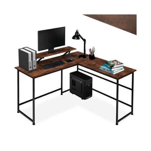 4061173205421 - tectake® Schreibtisch Industrial Style mit verschiebbarem Monitoraufsatz 140 x 130 x 765 cm