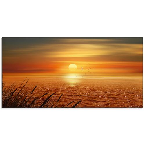 4055327867696 - Glasbild ARTLAND Sonnenuntergang über dem Meer Bilder Gr B H 100 cm x 50 cm Glasbild Sonnenaufgang & -untergang Querformat 1 St orange Bild Glasbild Glasbilder Bilder in verschiedenen Größen