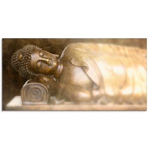4055327263986 - Glasbild ARTLAND liegender Buddha Bilder Gr B H 100 cm x 50 cm Glasbild Religion Querformat 1 St goldfarben Bild Glasbild Glasbilder Bilder in verschiedenen Größen