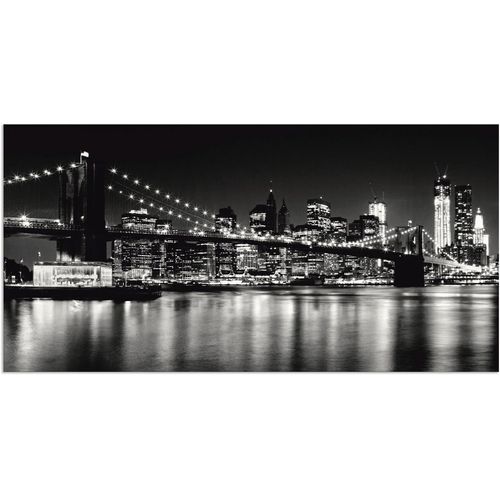4058661856630 - Wandbild ARTLAND Nächtliche Skyline Manhattan I Bilder Gr B H 150 cm x 75 cm Alu-Dibond-Druck Amerika 1 St schwarz Bild Kunstdruck Kunstdrucke Bilder als Alubild Leinwandbild Wandaufkleber oder Poster in versch Größen