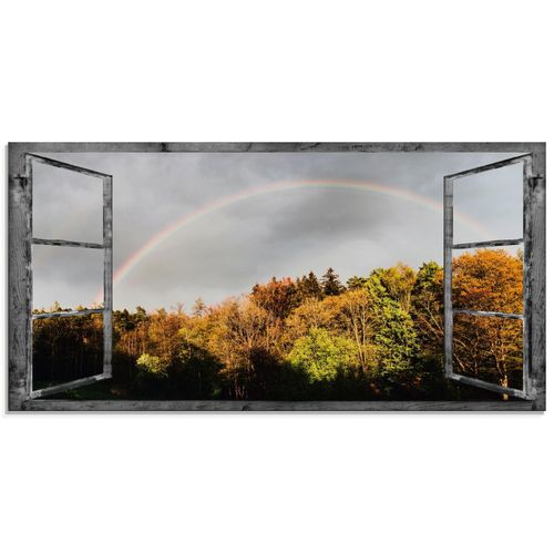 4057738982975 - Glasbild ARTLAND Fensterblick - Regenbogen Bilder Gr B H 100 cm x 50 cm Glasbild Fensterblick Querformat 1 St bunt Bild Glasbild Glasbilder Bilder in verschiedenen Größen