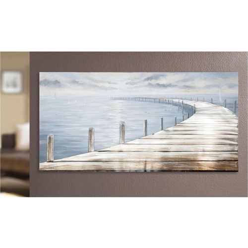4063387382035 - Leinwandbild CASABLANCA BY GILDE Bild rechteckig Steg blau H 75 cm blau (farbe bild(er) blau) B150cm H75cm T38cm Leinwand Bilder