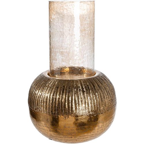4063387579916 - Windlicht CASABLANCA BY GILDE Windlicht rund  zylindrisch Haley goldfarben gold (goldfarben) B255cm H455cm T255cm Ø255cm Aluminium Kerzenhalter
