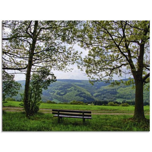 4055327860987 - Glasbild ARTLAND Ausblick in den Frühling Bilder Gr B H 80 cm x 60 cm Glasbild Felder Querformat 1 St grün Bild Glasbild Glasbilder Bilder in verschiedenen Größen